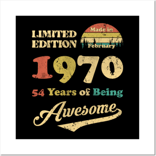 Made In February 1970 54 Years Of Being Awesome Vintage 54th Birthday Posters and Art